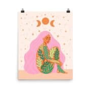 Growth Illustration Poster Print Giclee Moon Phases Botanical Plants by Katja Perez